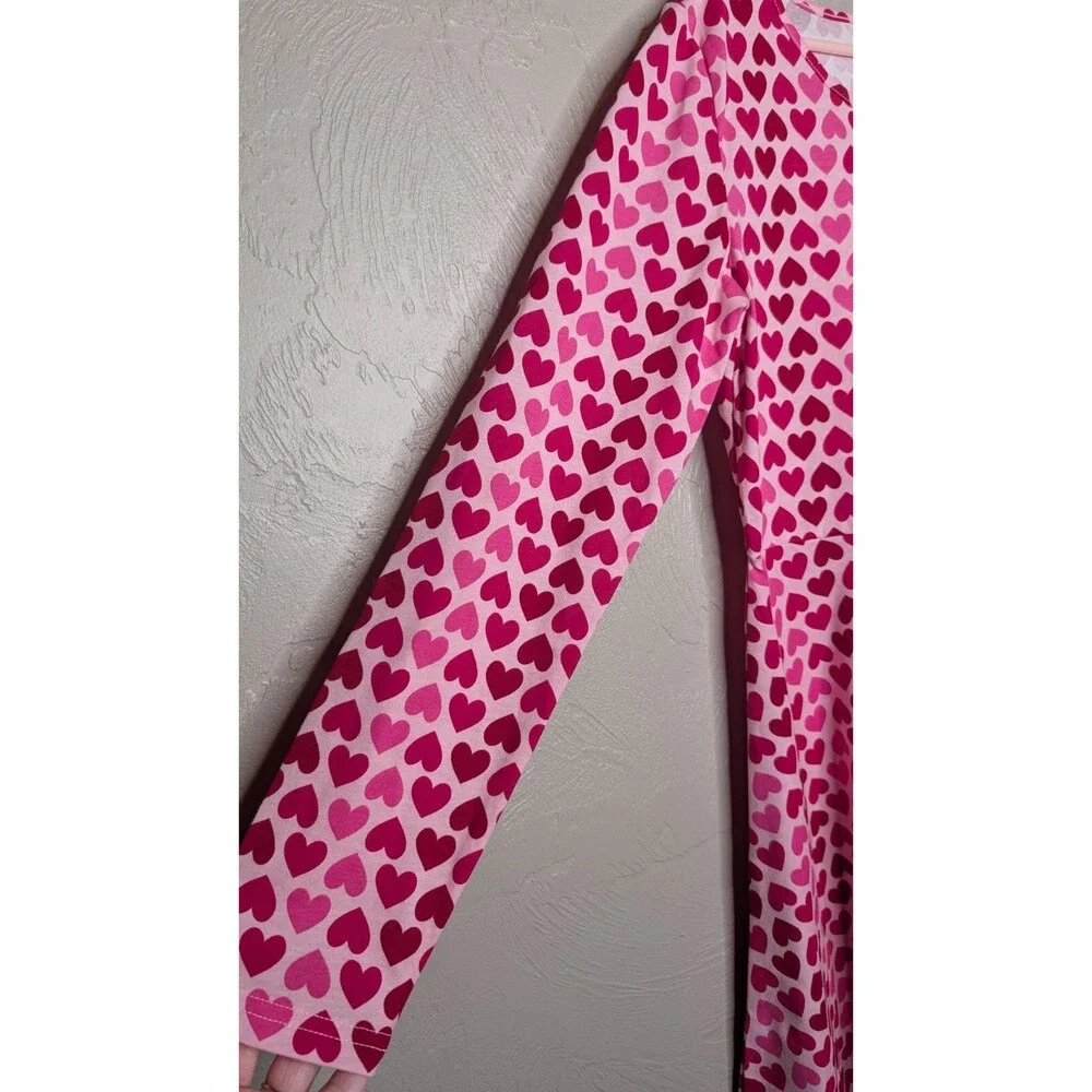 NWT Children's Place Girls XLarge Pink Hearts Long Sleeve Dress - Picture 3 of 7